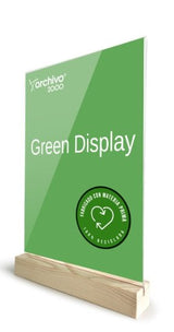 Archivo 2000 Expositor De Sobremesa Sostenible Doble Cara A6 Vertical Metacrilato Con Base De Madera