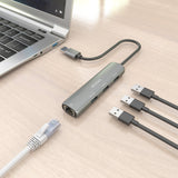 Aisens Usb3.0 Dock Usb-A A Ethernet Gigabit + Hub 3xusb-A, Gris, 15cm