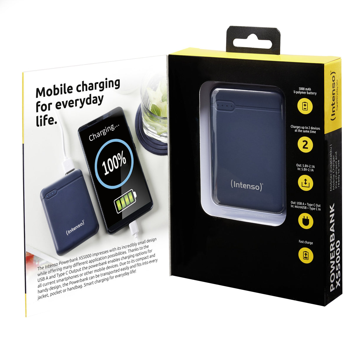 Intenso Powerbank Xs5000 Dk Blue 5000 Mah Inkl. Usb-A To Type-C
