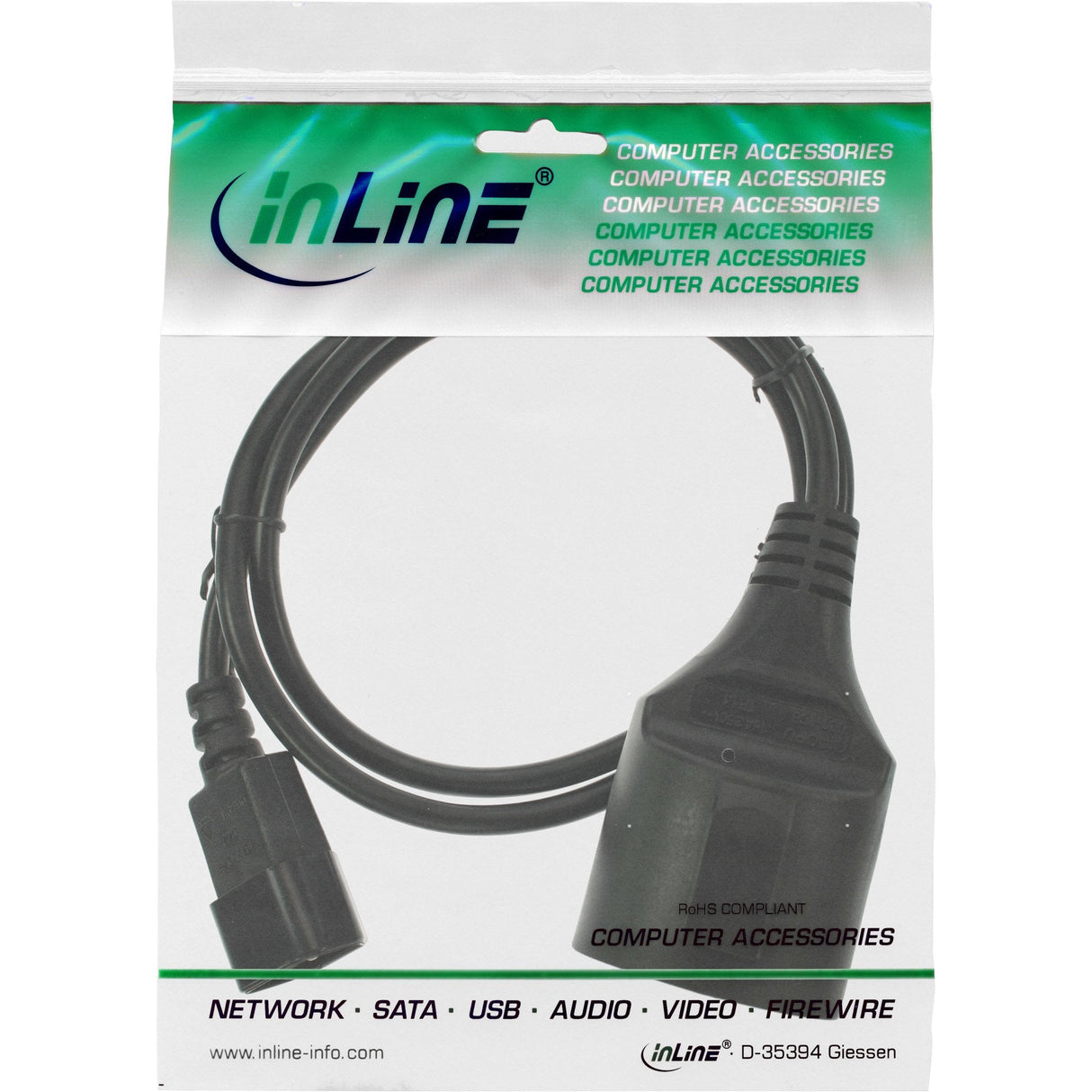 Cable De Alimentación Inline Enchufe C14 A Tipo F Negro 2m