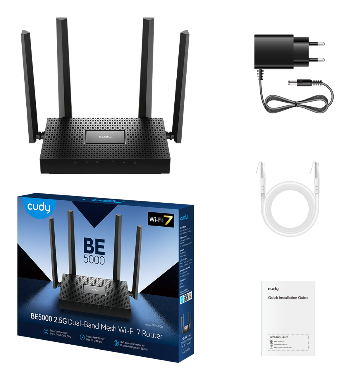 Cudy Be5000 Router Wifi 7 2.5g - Servidor Y Cliente Vpn - Ethernet 1gbps - Soporta Hasta 200 Dispositivos - Control En