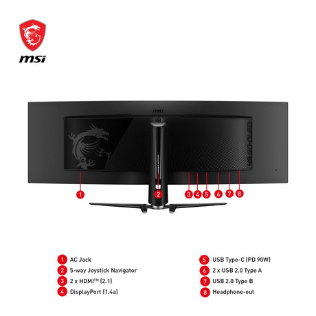 EAN 4711377332866 - MSI MPG 491CQPDE QD-OLED pantalla para PC 124,5 cm (49") 5120 x 1440 Pixeles DQHD Negro imagen 6