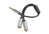 Sharkoon 0.12m, 3.5mm/2x3.5mm Cable De Audio 0,12 M 3,5mm 2 X 3,5mm Negro, Plata