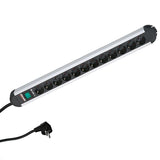 Bachmann Regleta Primo Alu, 12 Tomas Negro, 2,0m, Con Interruptor