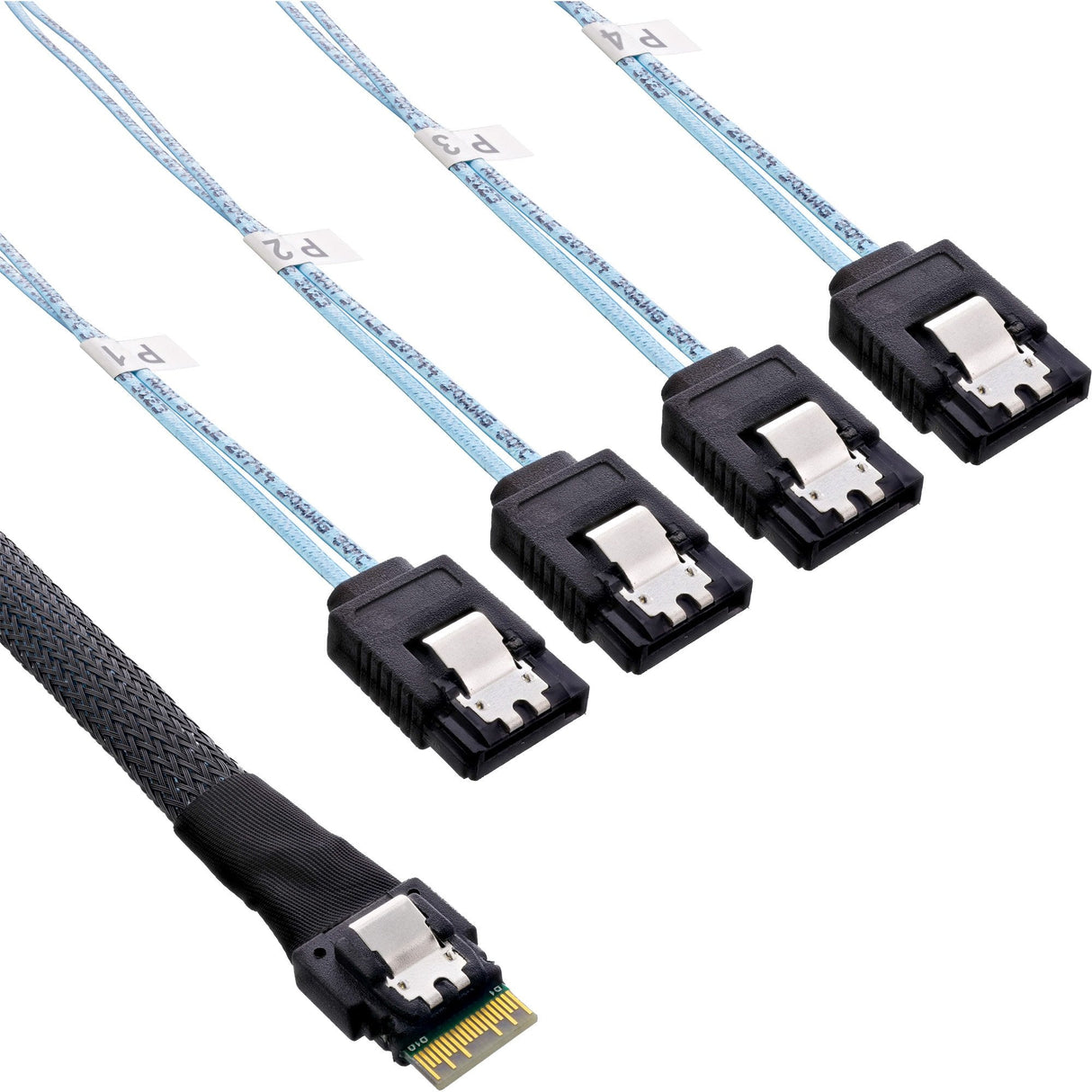 Cable Inline Slim Sas, Sff-8654 A 4x Sata De 7 Pines, 12 Gb/S, 1 M