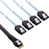 Cable Inline Slim Sas, Sff-8654 A 4x Sata De 7 Pines, 12 Gb/S, 1 M