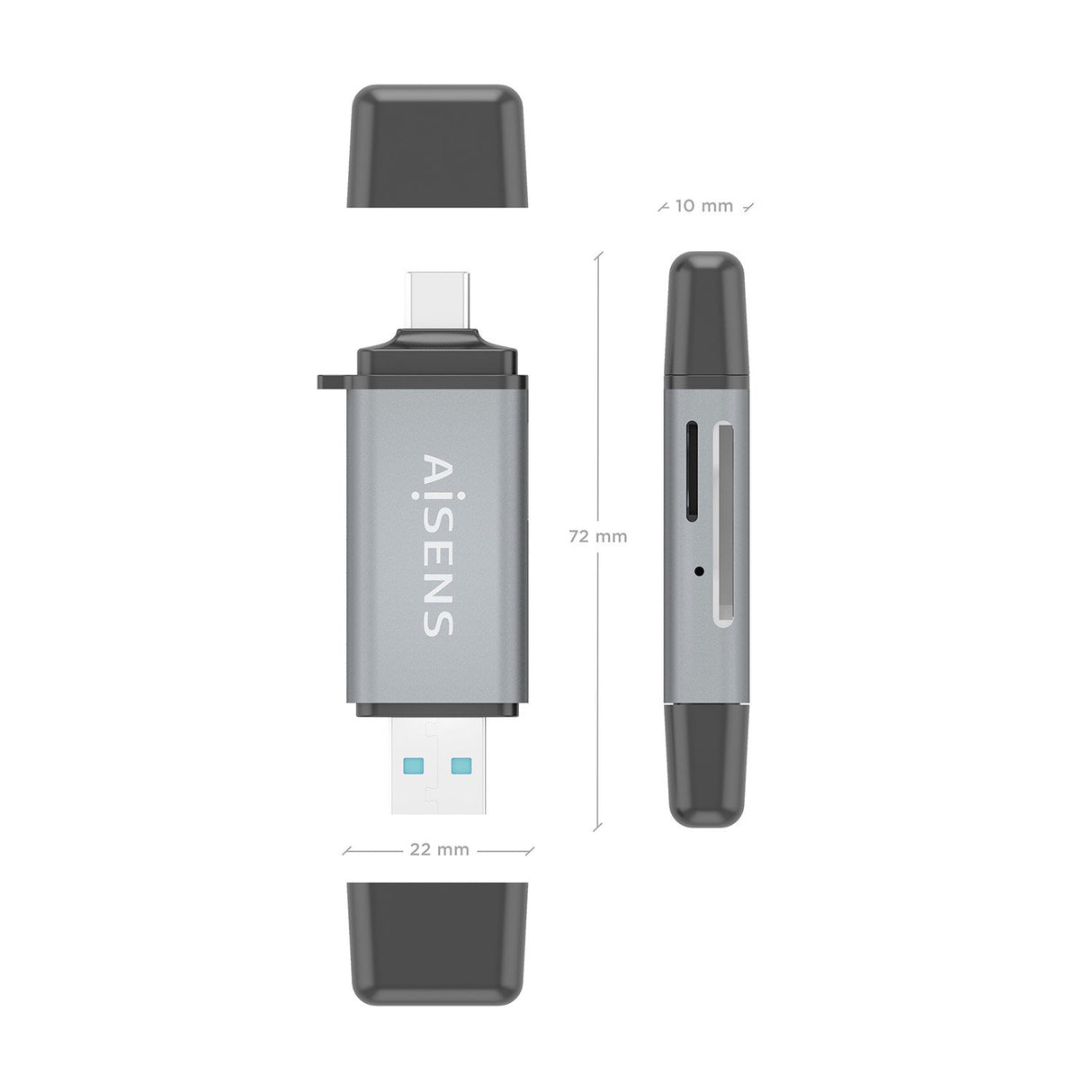 EAN 8435739903339 - AISENS ASCR-2AC11-GR lector de tarjeta USB 3.2 Gen 1 (3.1 Gen 1) Type-A/Type-C imagen 4