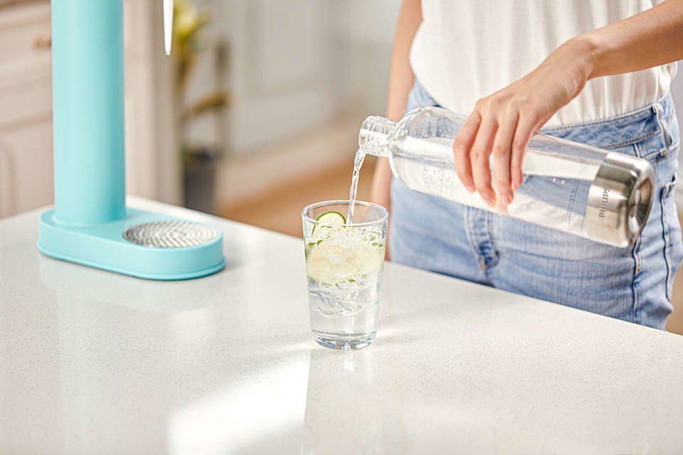 Philips Water Add912 Botella Para Sifón De Soda, Agua Con Gas, Bebidas Corbonatadas, Plástico Y Acero Inoxidable, Transparente, 1 Litro