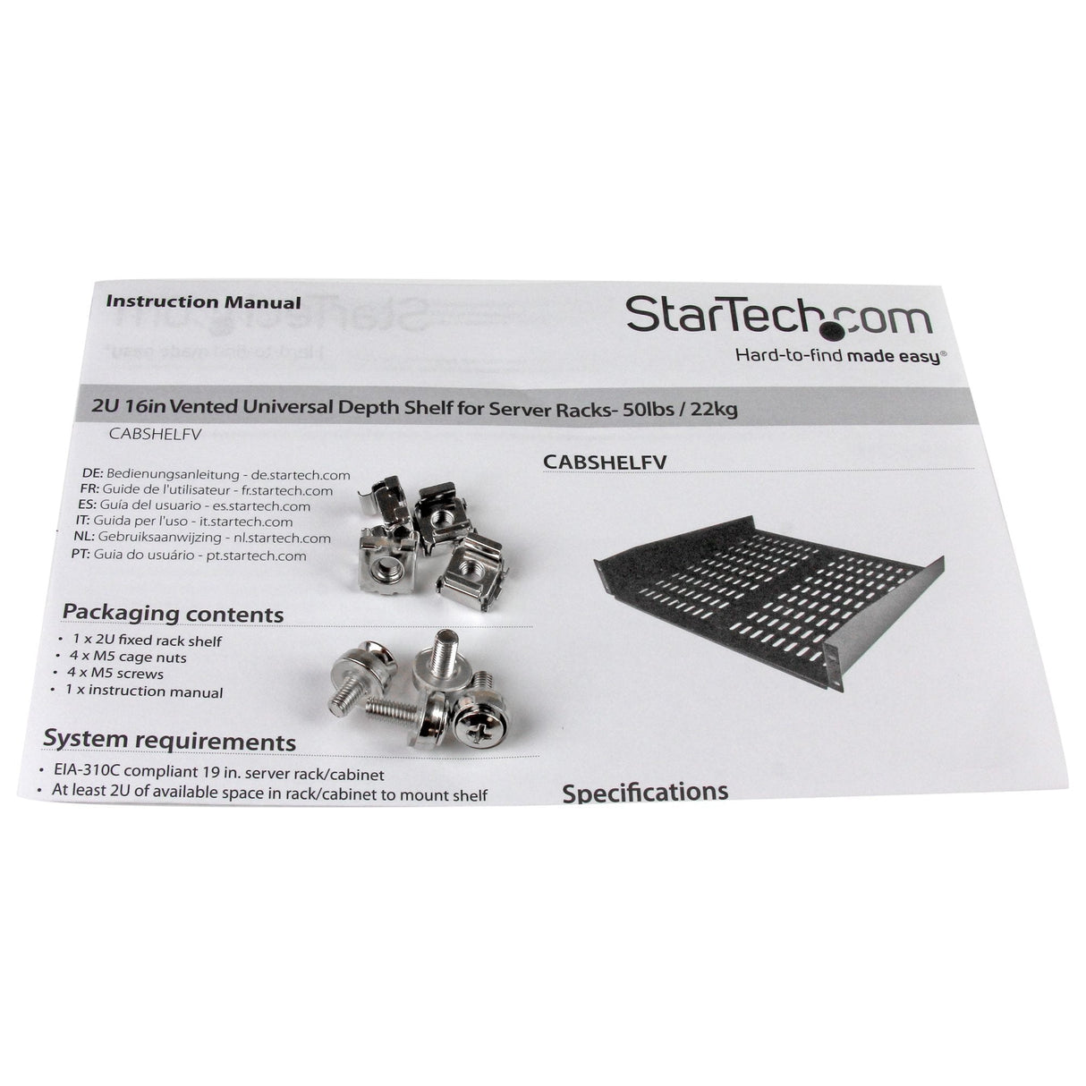 EAN 0065030848084 - StarTech.com CABSHELFV accesorio de bastidor Estantería imagen 3