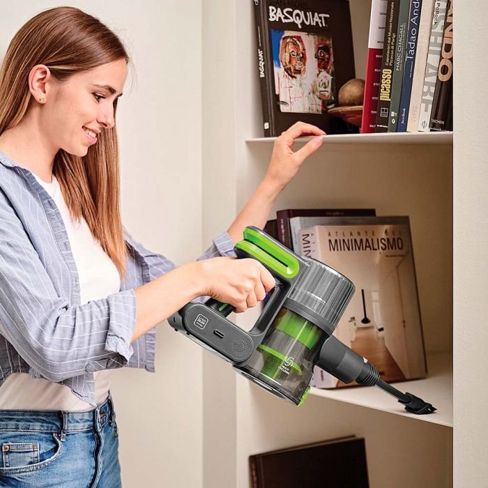 Aspirador Escoba Polti Pbeu0120 Forzaspira D-Power Sr500, Palillo, Recargable, Multiciclónico, Verde Gris