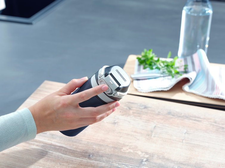 Leifheit 03247 Taza De Viaje 350 Ml Negro, Azul Acero Inoxidable