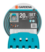 Portamanguera De Pared Gardena Con Manguera Classic Gris/Turquesa, 20 Metros, Con Conexiones Y Jeringa 18005-50