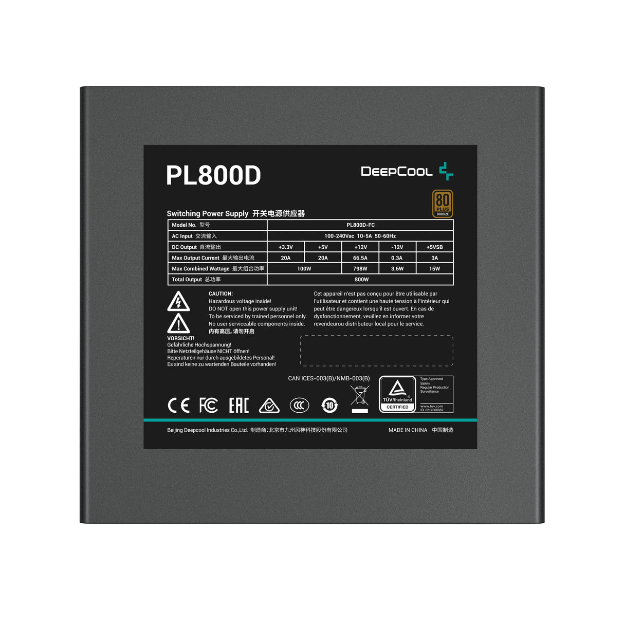 Fuente De Alimentación  Deepcool R-Pl800d-Fc0b-Eu De Pc 800 Vatios Negro