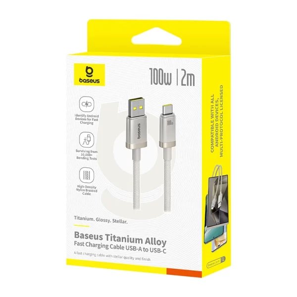 Titanium Alloy Fast Charging Cable Usb To Type-C 100w 2m Galaxy Titanium Gold