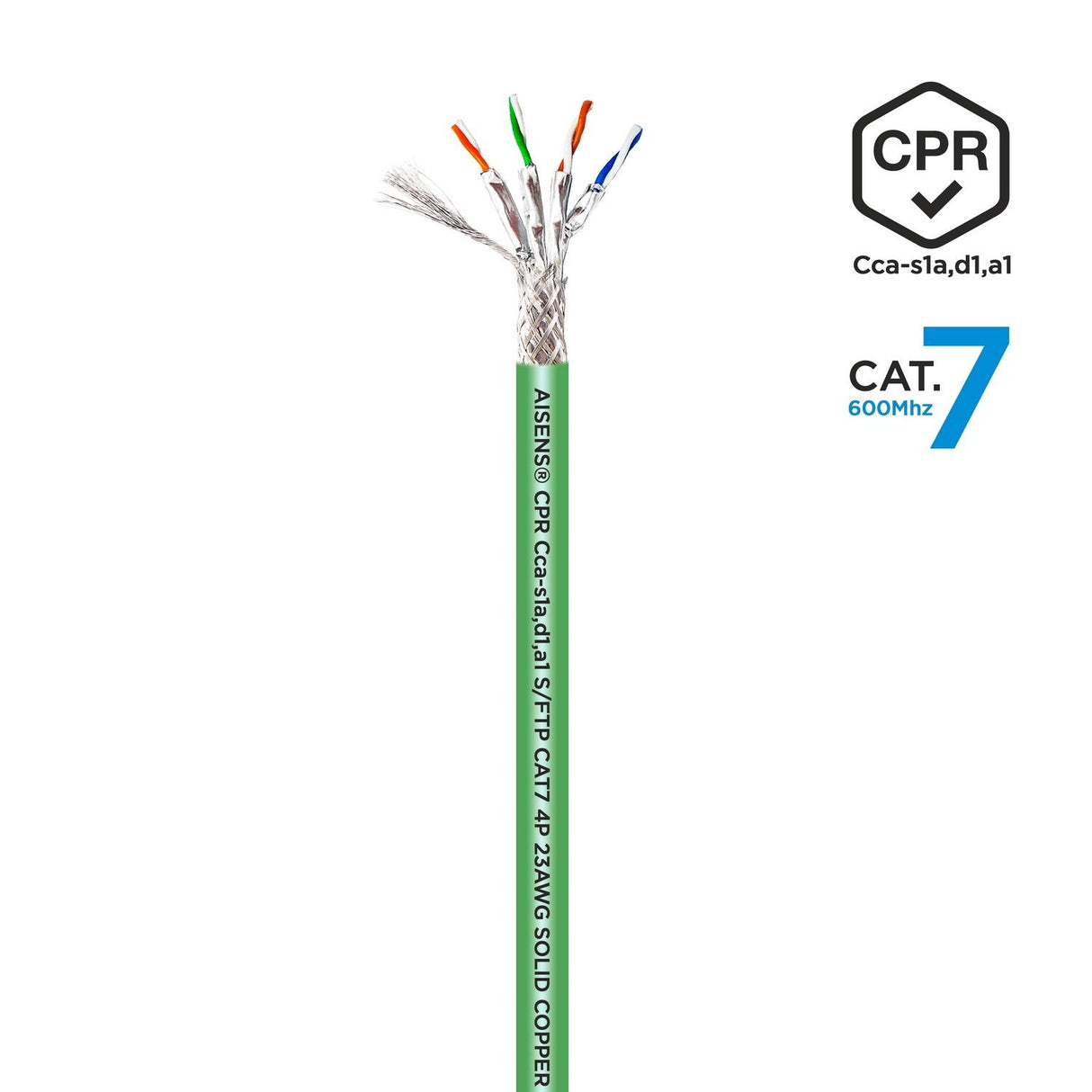 Aisens Bobina Cable Rj45 Lszh Cpr Cca Cat.7 600 Mhz S/Ftp Awg23 - 500m - Verde