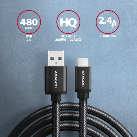 EAN 8595247905871 - Axagon BUMM-AM15AB cable USB USB 2.0 1,5 m Micro-USB B USB A Negro imagen 2
