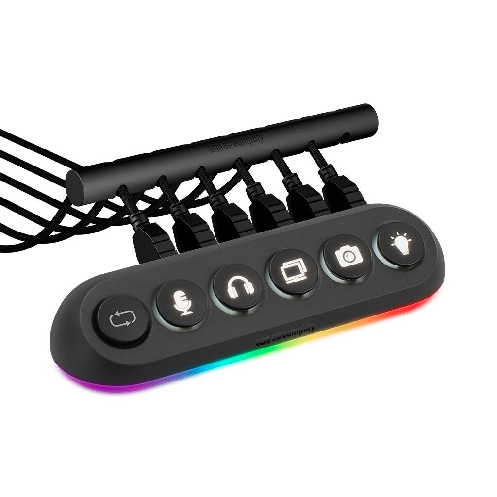 Mreamplify Hub Deck 5, 4x Usb 3.0, 1x Usb 2.0, Rgb, 12v, Eu-Netzcable - Negro