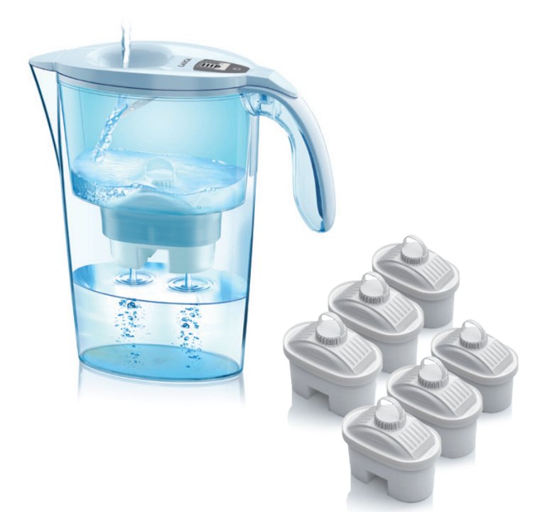 Pack Jarra Filtrante Laica Stream 2.3l Blanca Jarra + 6 Filtros Bi-Flux