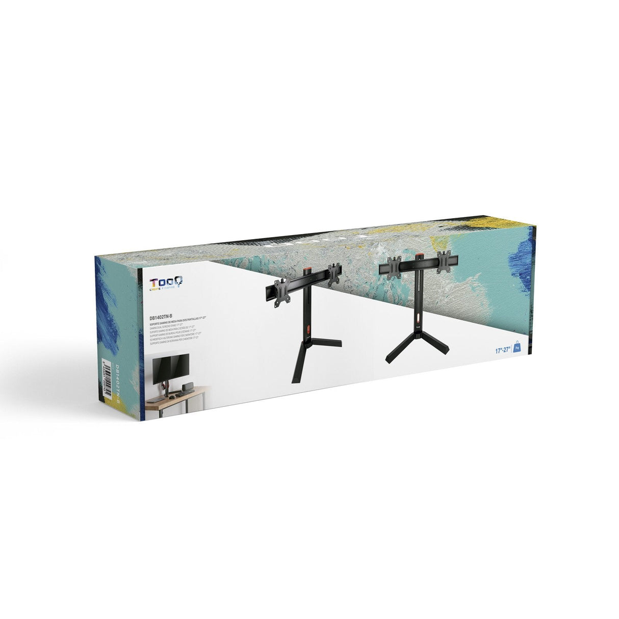 Tooq Soporte De Mesa Gaming Para 2 Monitores De 17"-27" - Soporte Para Auriculares - Gestion De Cables - Peso Max 7kg X
