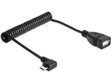 Delock Cable Usb Micro-B Stecker Gewinkelt > Usb 2.0-A Buchse Otg Spiralcable