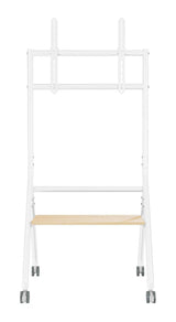 Aisens Soporte De Suelo Eco Con Rueda, 1 Bandeja Para Pantalla Interactiva/Tv 80kg De 37-86, Blanco+Madera