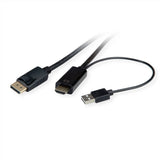 EAN 7630049619487 - ROLINE 11.04.5991 adaptador de cable de vídeo 1 m HDMI + USB DisplayPort Negro imagen 3