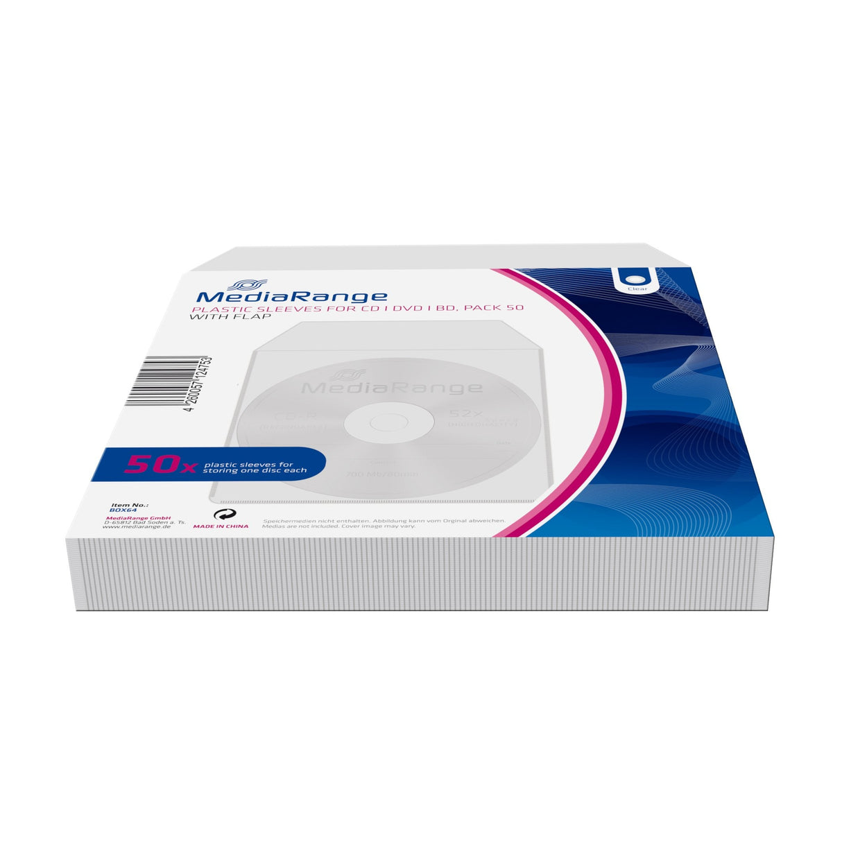 Mediarange Box64 Funda Para Discos Ópticos 1 Discos Gris 50 Uds