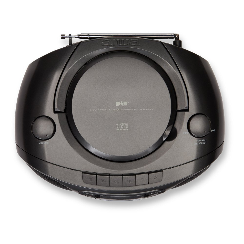 Radio Cd Cassette Portátil Aiwa Bbtc 660 4w Rms Usb Bluetooth Gris