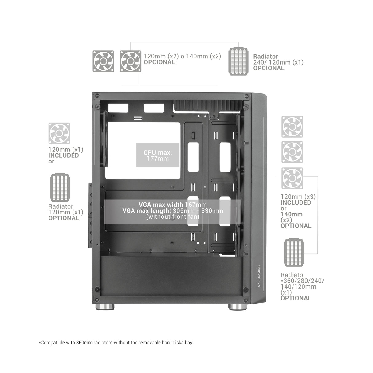 Caja Gaming Semitorre Mars Gaming Mc-3000