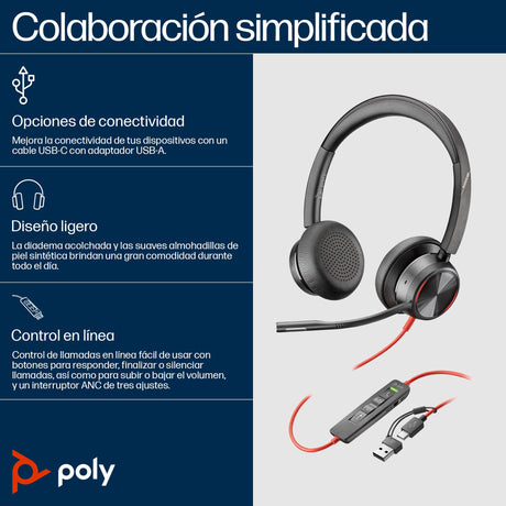 EAN 0197029536655 - HP Poly Blackwire 8225 Microsoft Teams Certified USB-C Headset Alámbrico Diadema Oficina/Centro de llamad imagen 3