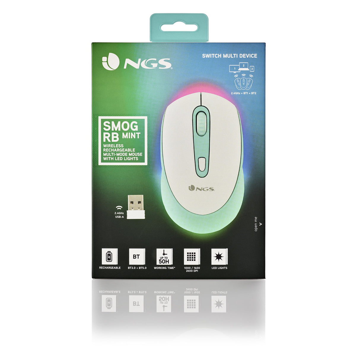 EAN 8435430619485 - NGS SMOG MINT-RB ratón Juego Ambidextro RF Wireless + Bluetooth Óptico 2400 DPI imagen 8