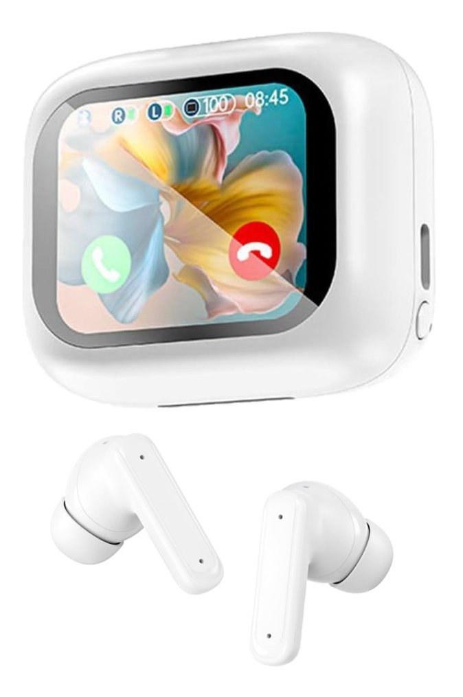 Techly Icc Sb-Blt08w Auriculares Inalámbricos Intrauditivos Bluetooth, Estuche Con Pantalla Lcd, Cancelación De Ruido Anc, Ecualizador