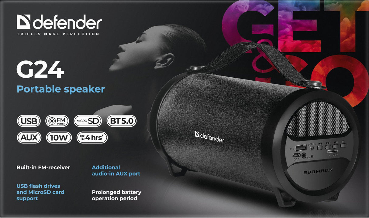 Glosnik Defender G24 Bluetooth/Fm/Tf/Usb 10w Negro