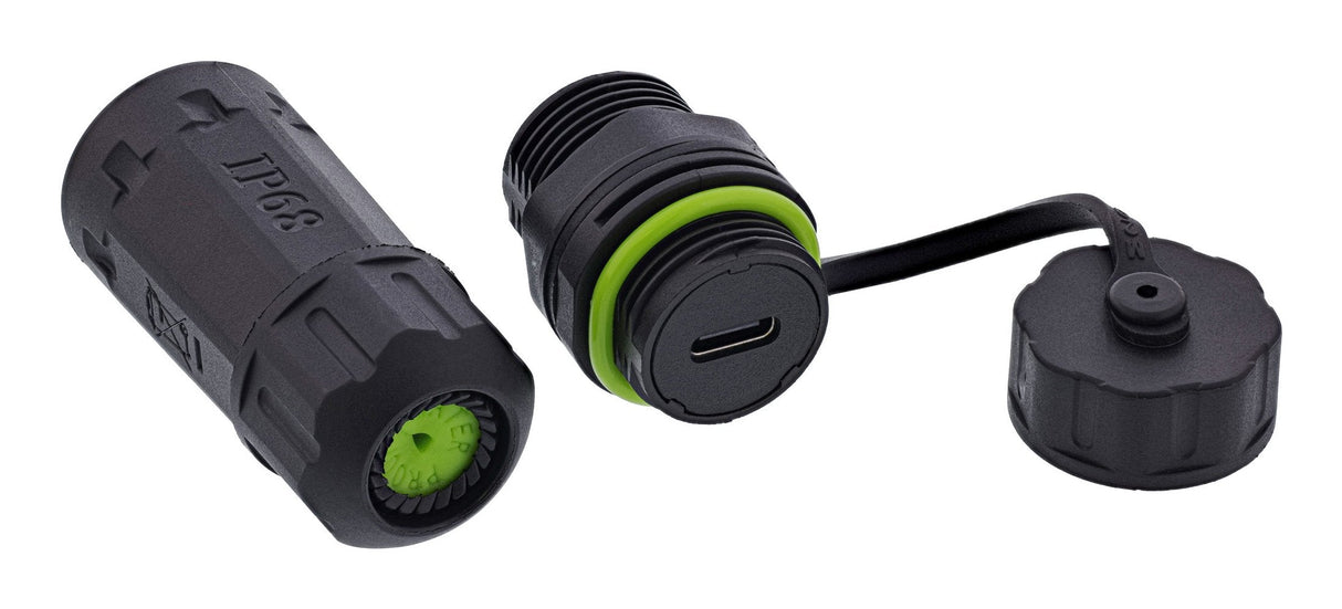 Adaptador Usb-C, Corto, Ip68, 2 Tomas Usb-C, Blindado, Inline