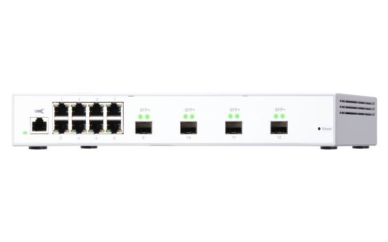 Switch Gestionable Qnap Qsw-M408s 12 Puertos (4*Sfp+ + 8*Rj45 Gigabit) Consola Rj45 Sin Ventilador Formato Sobremesa