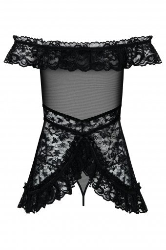 Babydoll Negro L/Xl, Obsessive - Flores