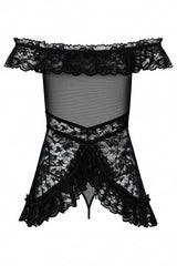 Babydoll Negro L/Xl, Obsessive - Flores