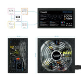 Tooq Xge Ii Fuente De Alimentacion Gaming 800w Atx 2.3 12v - Pfc Activo - Certificacion 80 Plus Bronze - Ventilador