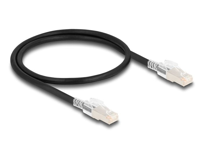 Delock 80254 Cable De Red Rj45 Cat.6a S/Ftp Con Juego De Clips De Seguridad, 0,5 M, Negro