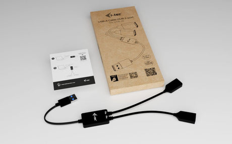 EAN 8595611707384 - i-tec USB-A Cable HUB 2 port (2x USB-A) cable USB USB 3.2 Gen 1 (3.1 Gen 1) 0,1 m USB A 2 x USB A Negro imagen 2
