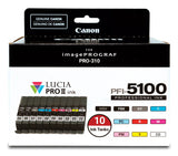 Canon Multipack Negro (Mate) / Negro (Foto) / Cian / Magenta / Amarillo / Cian (Foto) / Magenta (Foto) / Rojo / Gris / Transparentee Pfi-5100 10 Tintentanks 6951c009