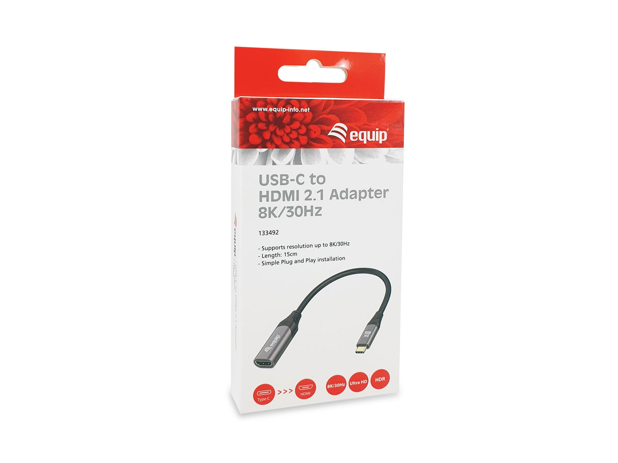 Equip 133492 Adaptador Usb-C -> Hdmi 2.1 8k60hz 0.15m Negro, Gris
