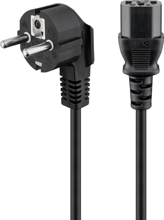 Cable Alimentacion Cee-7/7 90º Schuko A C13 2,50m Negro Goobay