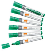 Nobo Caja De 10 Rotuladores Para Pizarra Blanca - Punta Redonda 3mm - Tinta Liquida - Nivel De Tinta - Color Verde