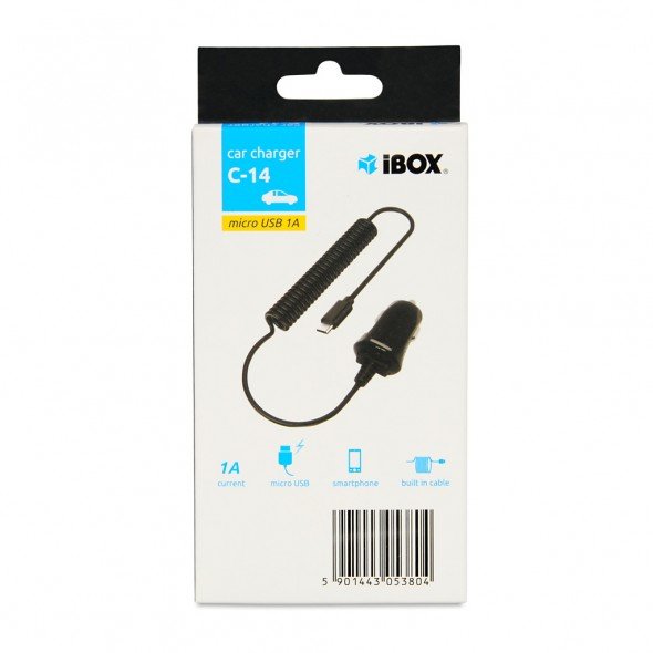 Ibox Icc14mb C-14 Car Charger With Built In Micro Usb Cable 1a