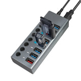 Usb Hub Logilink Usb 3.2 7+1 Port Aluminum Grey Switch For Each Port, On/Off