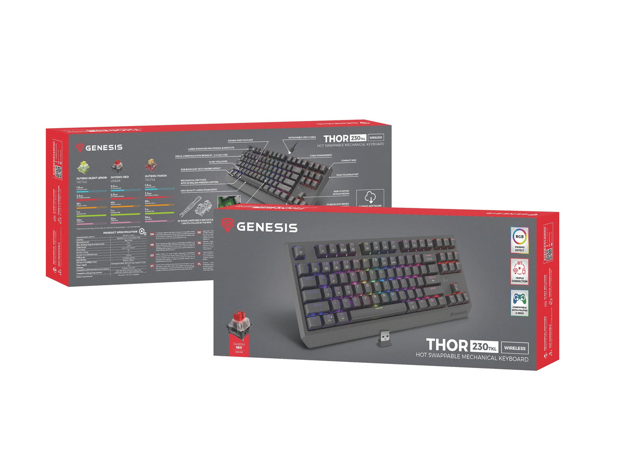 Genesis Thor 230 Tkl Wireless Czarna Rgb Outemu Panda