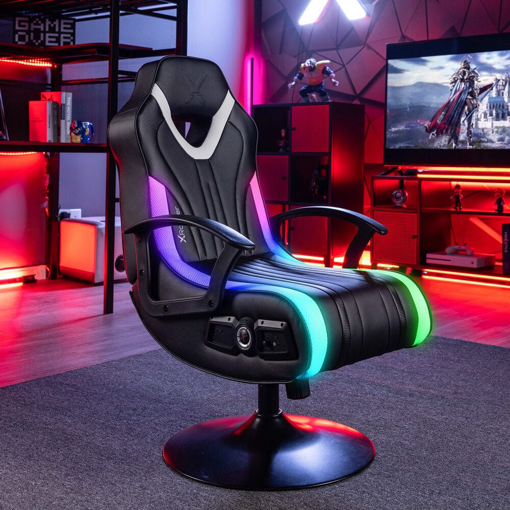 Silla Gaming  X Rocker Fury 2.1 Rgb Asiento Acolchado Negro, Blanco