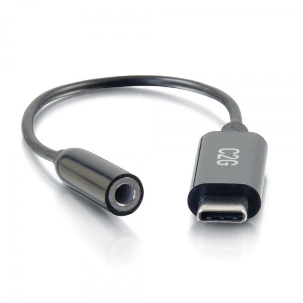 EAN 0757120544265 - C2G 54426 cable de teléfono móvil Negro 0,09 m USB-C 3,5 mm imagen 2