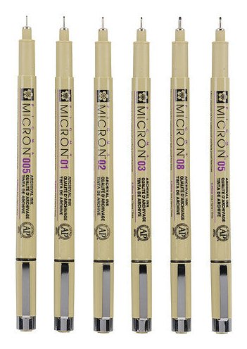Talens Sakura Rotuladores Permanentes Pigma Micron Fineliner Estuche De 6 Negro